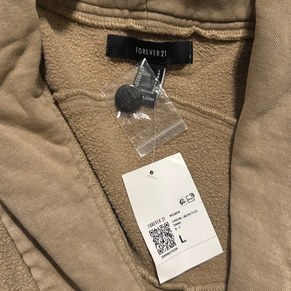 Forever 21 Tan Shawl Collar Cardigan Sweatshirt - Picture 2 of 3